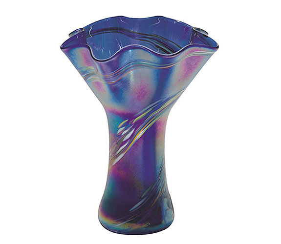 Large Blue Rainbow Vase by Glass Eye Studio